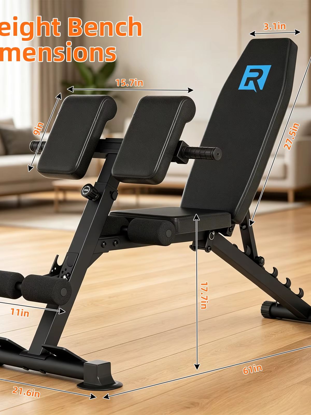 Home Gym Design - Compact Heavy Duty Adjustable Weight Bench,