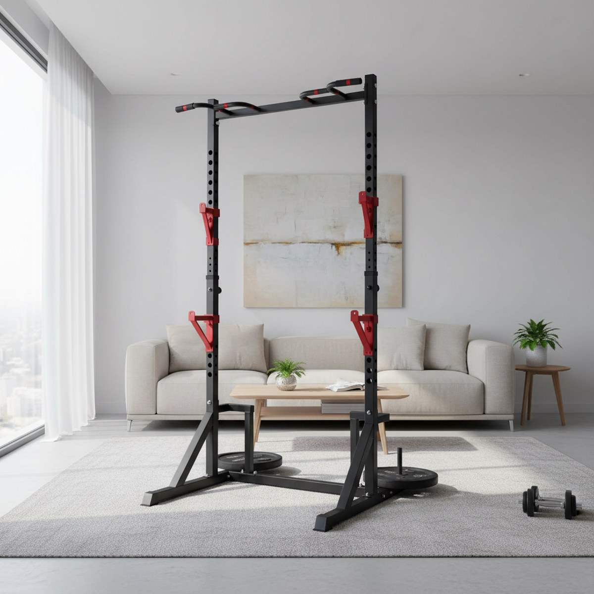Adjustable Power Rack with Pul - Home Gym Gym Equipment ulasan dan harga