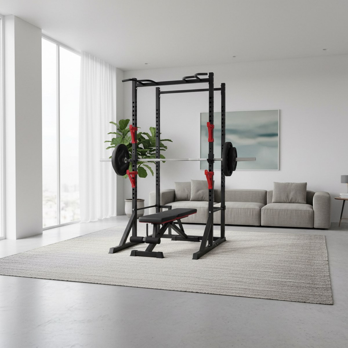 Adjustable Power Rack with Pul - Home Gym Gym Equipment ulasan dan harga