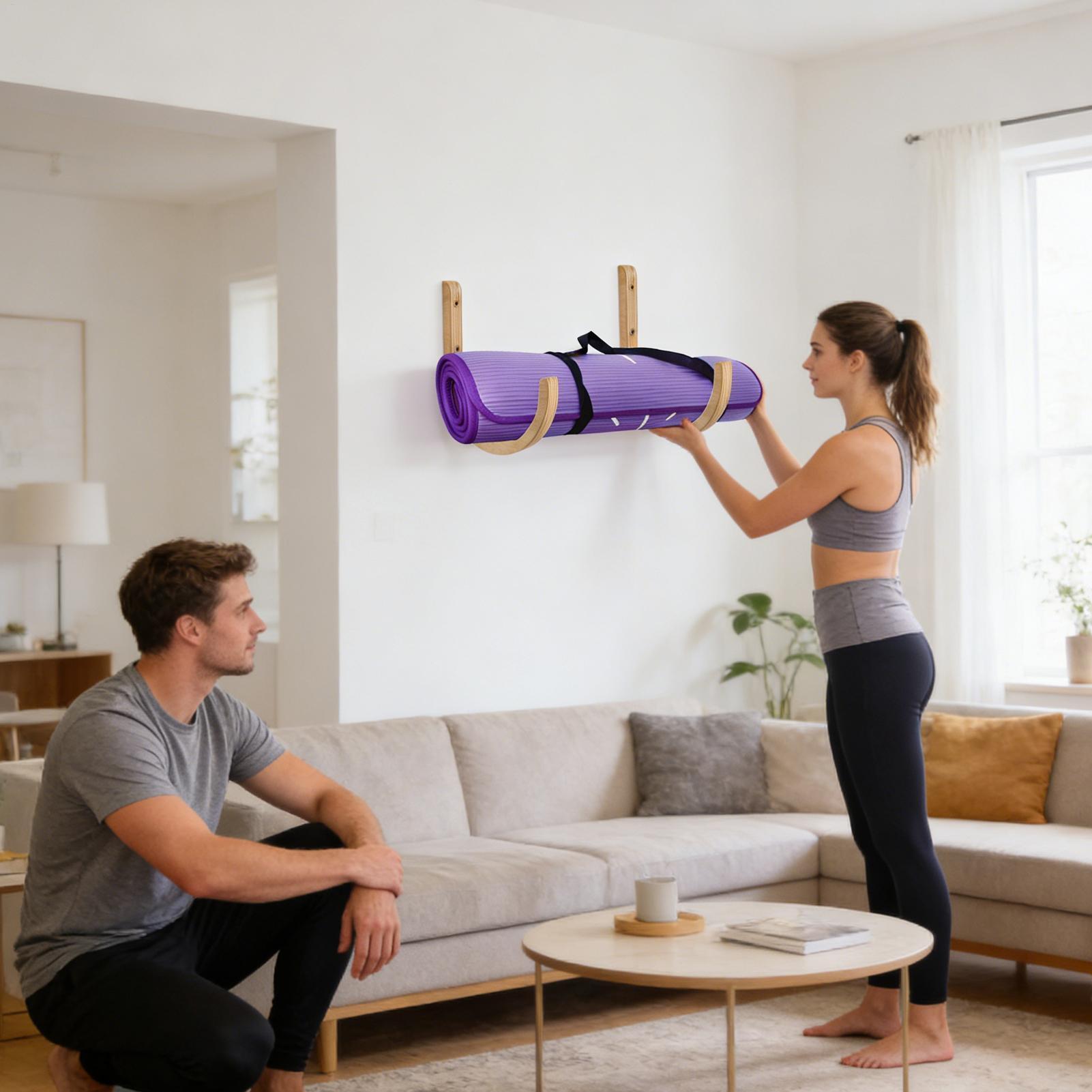 Yoga Mat Holder 2 Pieces Woode - Home Gym Folding Rack ulasan dan harga