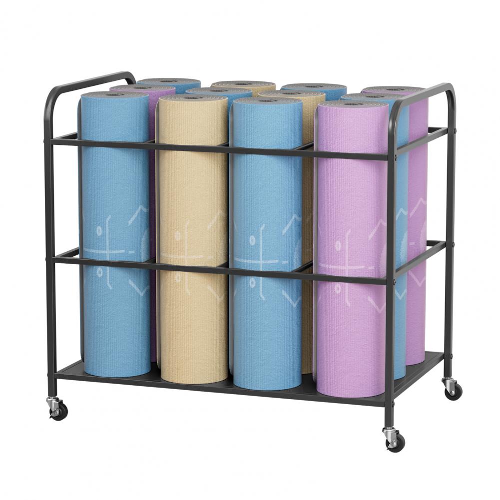 Yoga Mat Storage Rack with Whe - Home Gym Folding Rack ulasan dan harga