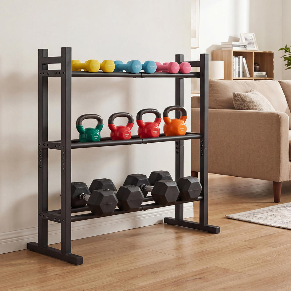 Heavy Duty 3-Tier Dumbbell Rac - Home Gym Gym Equipment ulasan dan harga
